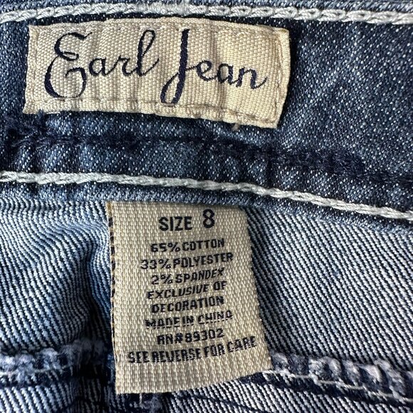 Earl Jean Women's Embellished Cropped Denim Capri Cuff Jeans, Size 8, Dark Wash - Picture 12 of 14